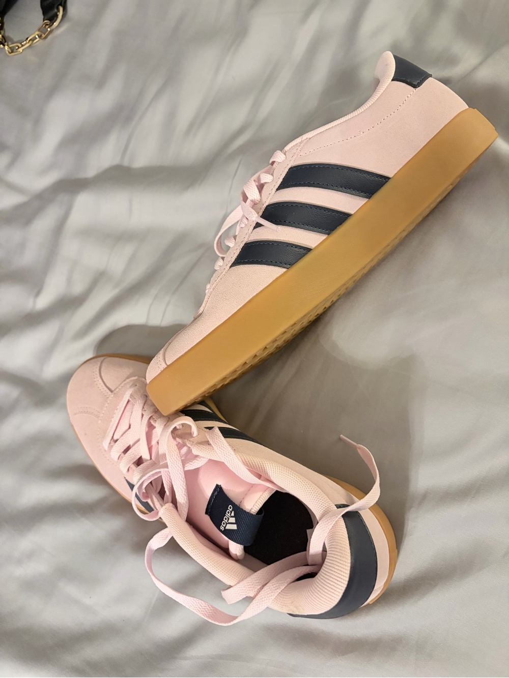 adidas Pink and Black Low-Profile Platform Sneakers